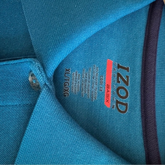Izod Blue Polo Shirt Classic Short Sleeve - Picture 5 of 6